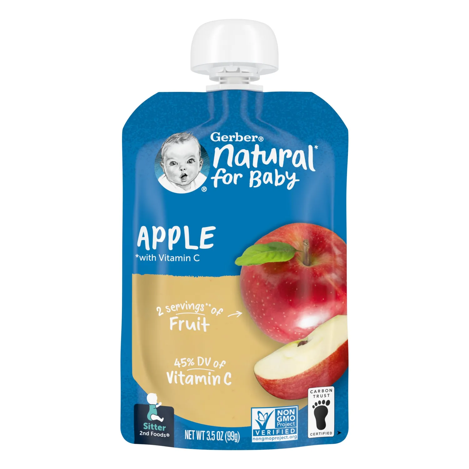 Gerber Baby Food Pouches, 2nd Foods for Babies, Apple, 3.5oz each (Pack of 12)