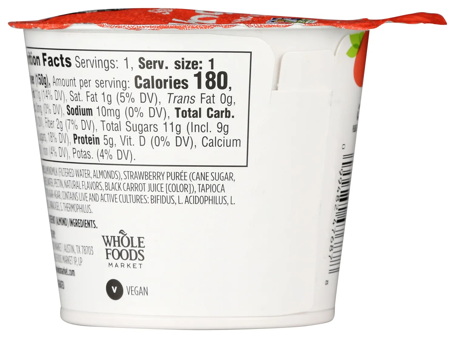 365 by Whole Foods Market, Strawberry Almond Yogurt, 5.3 Ounce