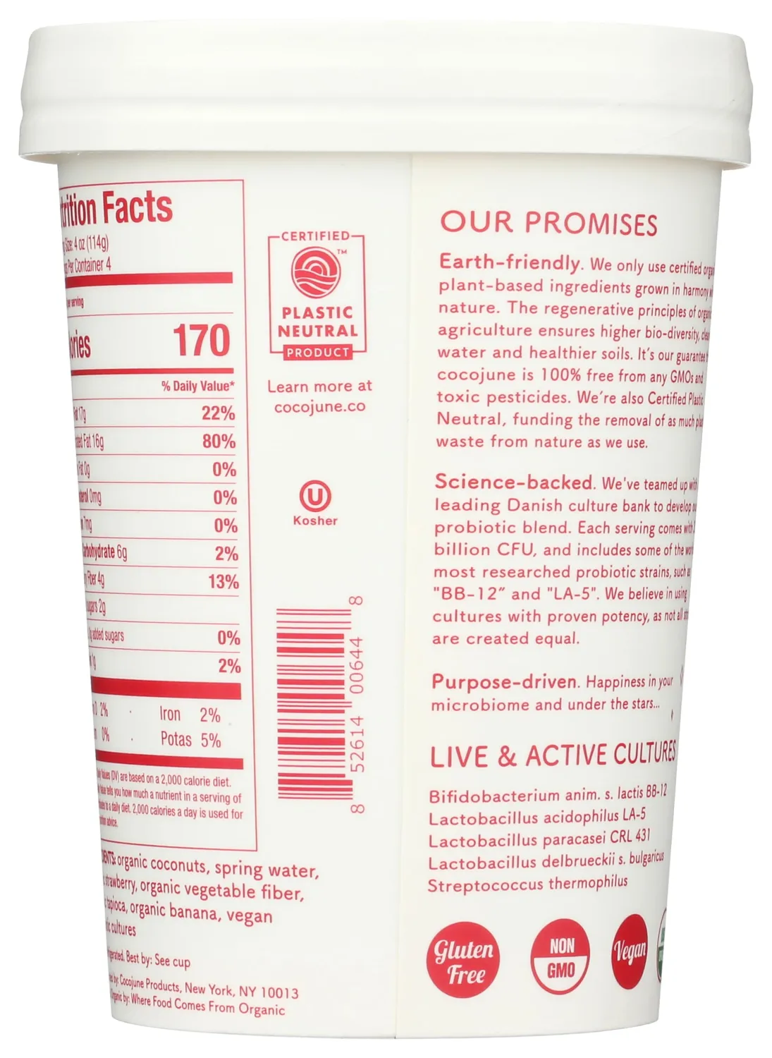 Cocojune Organic Unsweetened Strawberry Coconut Yogurt, 16 OZ