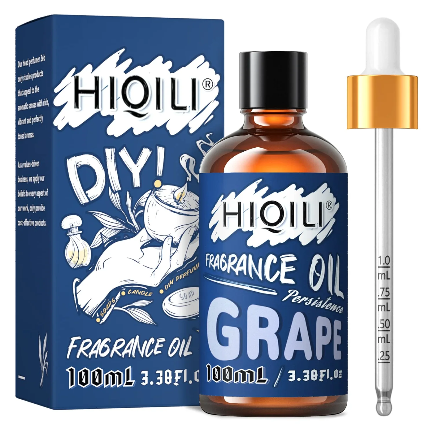 HIQILI Grape Scented Oil - Pure Fruit Fragrance Essential Oil for Candle Making, Diffuser, Lotion, Perfume, DIY, 3.38 Fl Oz Halloween Thanksgiving
