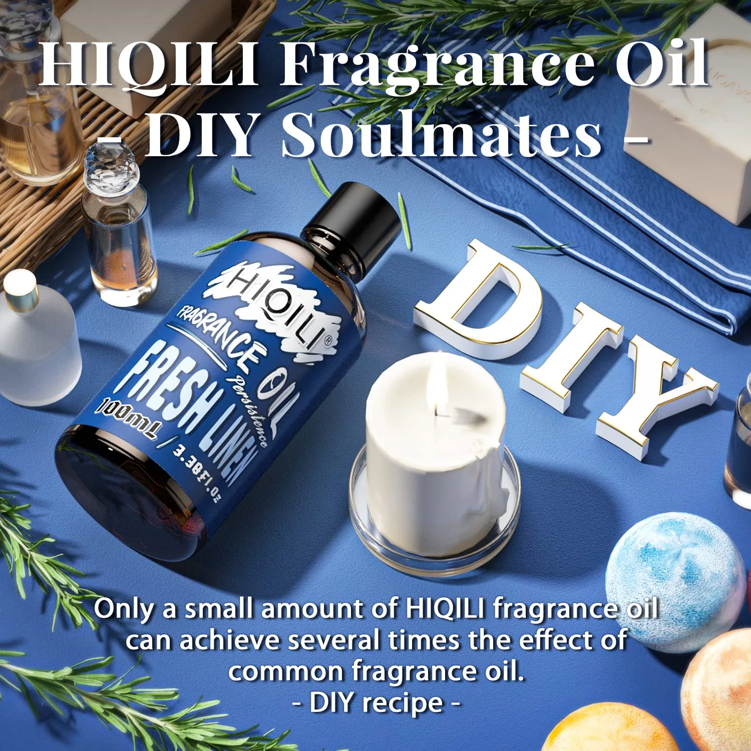HIQILI Fresh Linen Fragrance Oil 100ml, Single Essential Oil for Diffuser Car Freshies, Clean Fresh Scent for Candle Making Soap Laundry 3.38 Fl Oz
