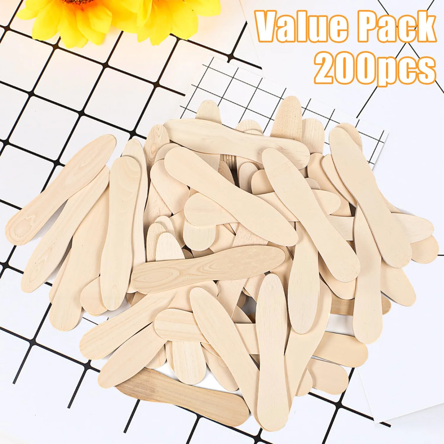 200PCS Wooden Ice Cream Spoons, Bulk Disposable Mini Wooden Spoons, Small Wooden Tasting Spoons Sticks, Wooden Ice Cream Dessert Yogurt Sample Spoons, 3 Inch