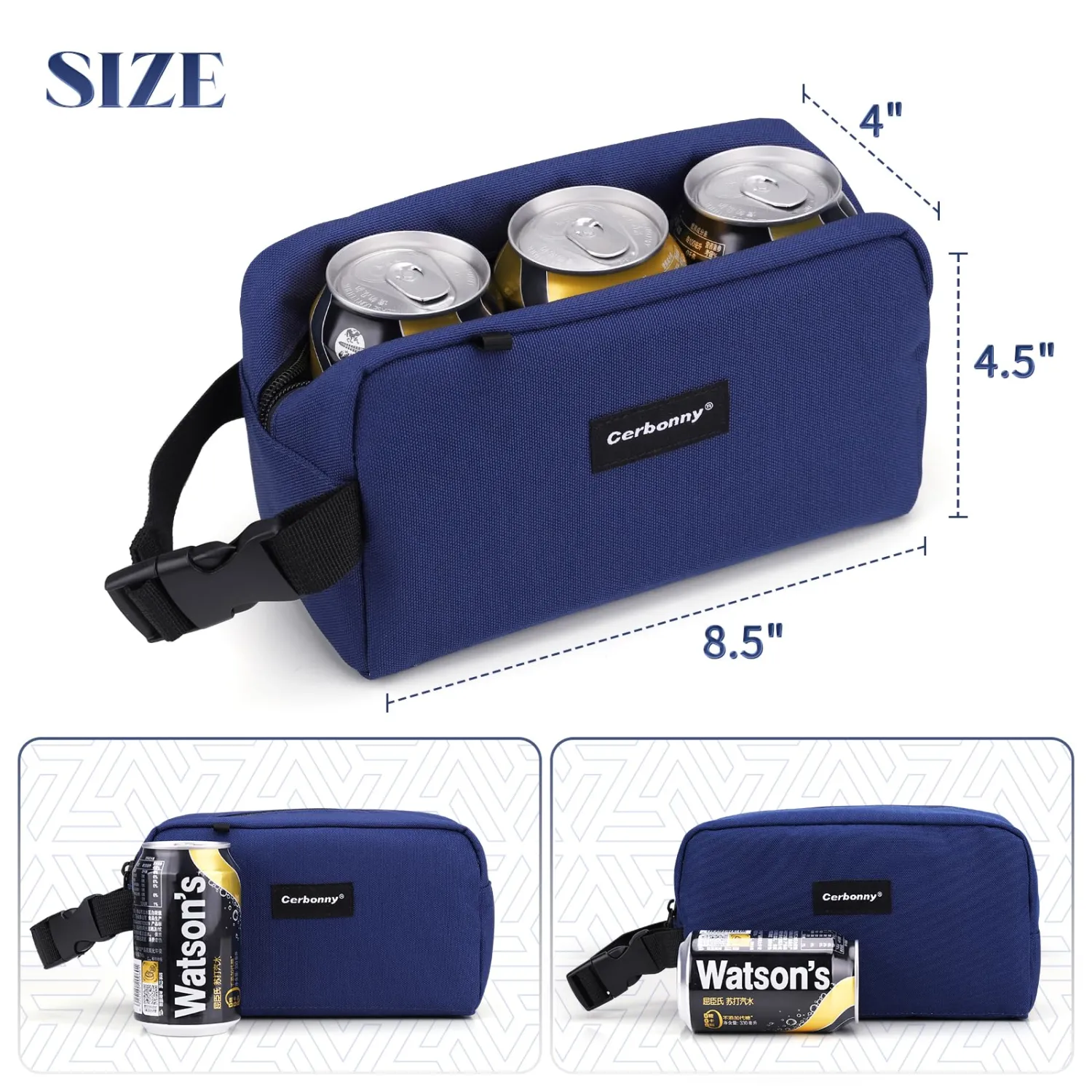Cerbonny Small Cooler Bag Freezable Lunch Bag for Work School Travel,Small Lunch Bag,Small Insulated Bag For Adults/Kids,Freezer Lunch Bags,Mini Lunch Bag Fit For Yogurt（Navy Blue-1）