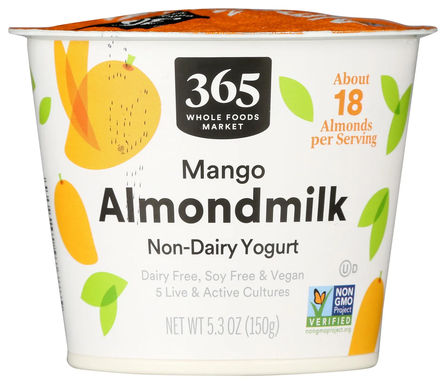 365 by Whole Foods Market, Yogurt, Almondmilk Mango, 5.3 Ounce