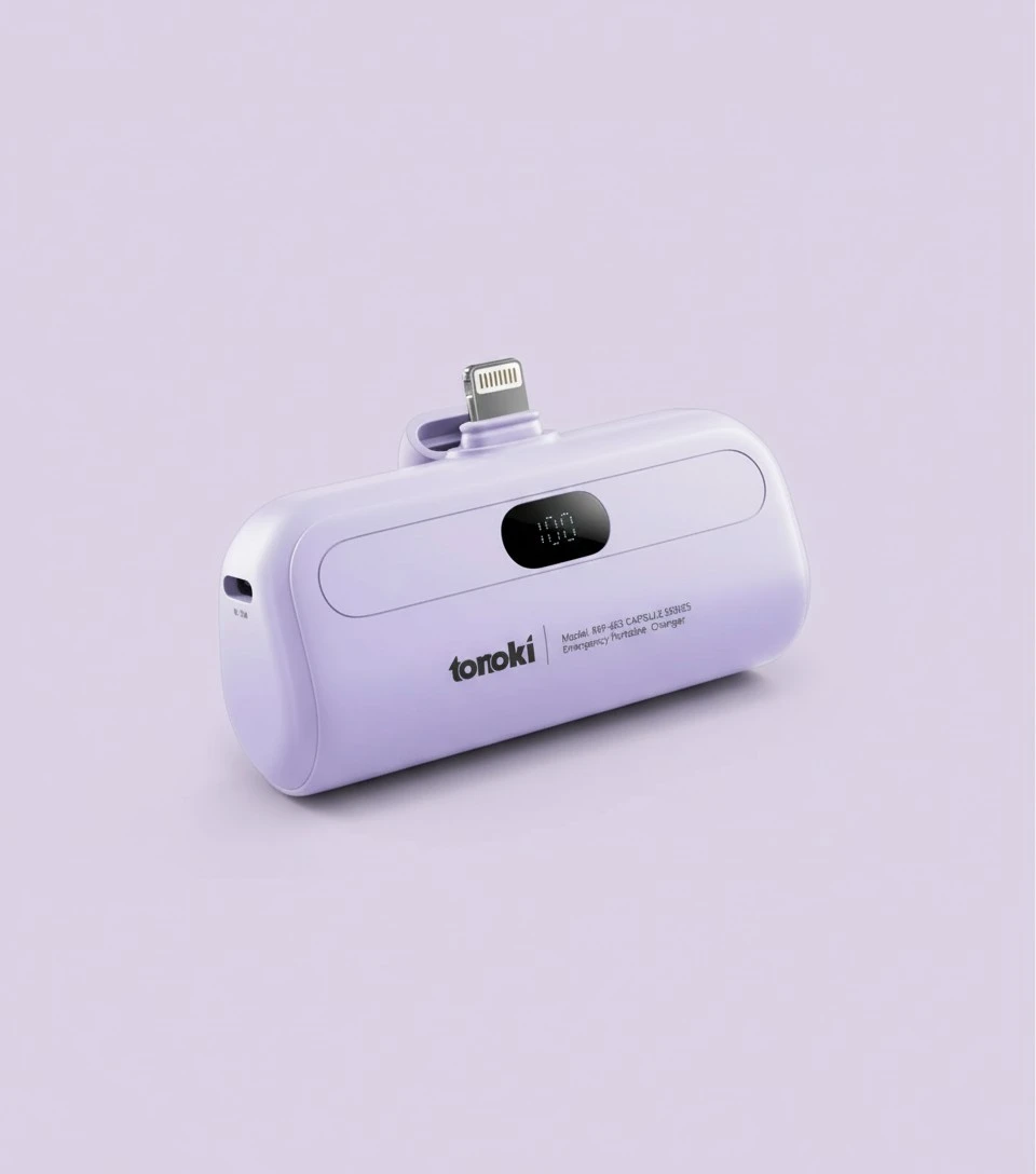 Portable Charger for iPhone, 5000mAh Small Power Bank Fast Charging, Mini Cute Portable Phone Charger Battery Pack for iPhone 14/14 Pro Max/14 Plus/13/12/11/X/8 (Purple, Lightning)