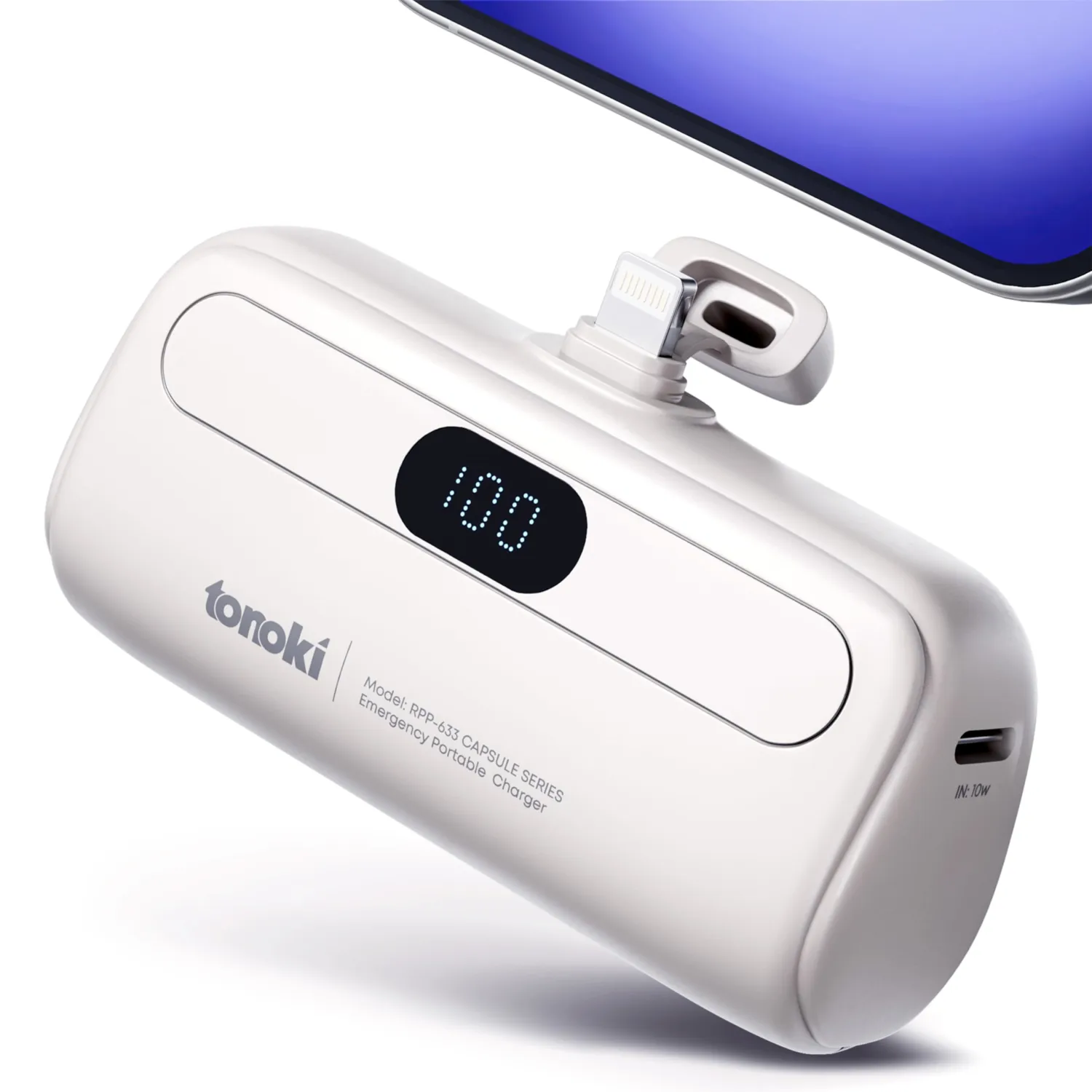 Portable Charger for iPhone, 5000mAh Small Power Bank Fast Charging, Mini Cute Portable Phone Charger Battery Pack for iPhone 14/14 Pro Max/14 Plus/13/12/11/X/8 (White, Lightning)