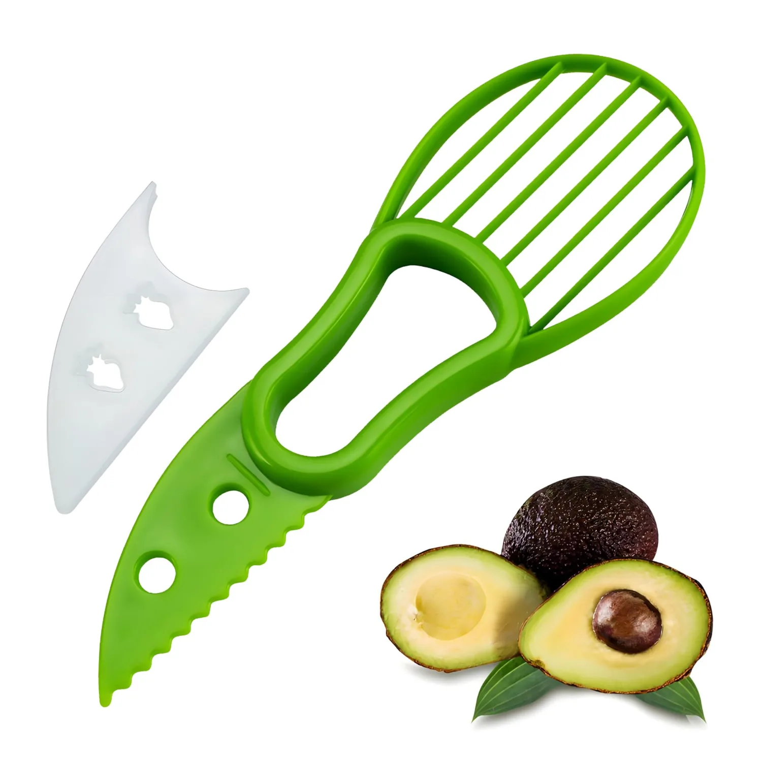 Avocado Slicer Tool 3 in 1, Avocado Pit Remover Kitchen Gadgets, Avocado Corer Tool, Fruit & Avocado Peeler Tools, Green