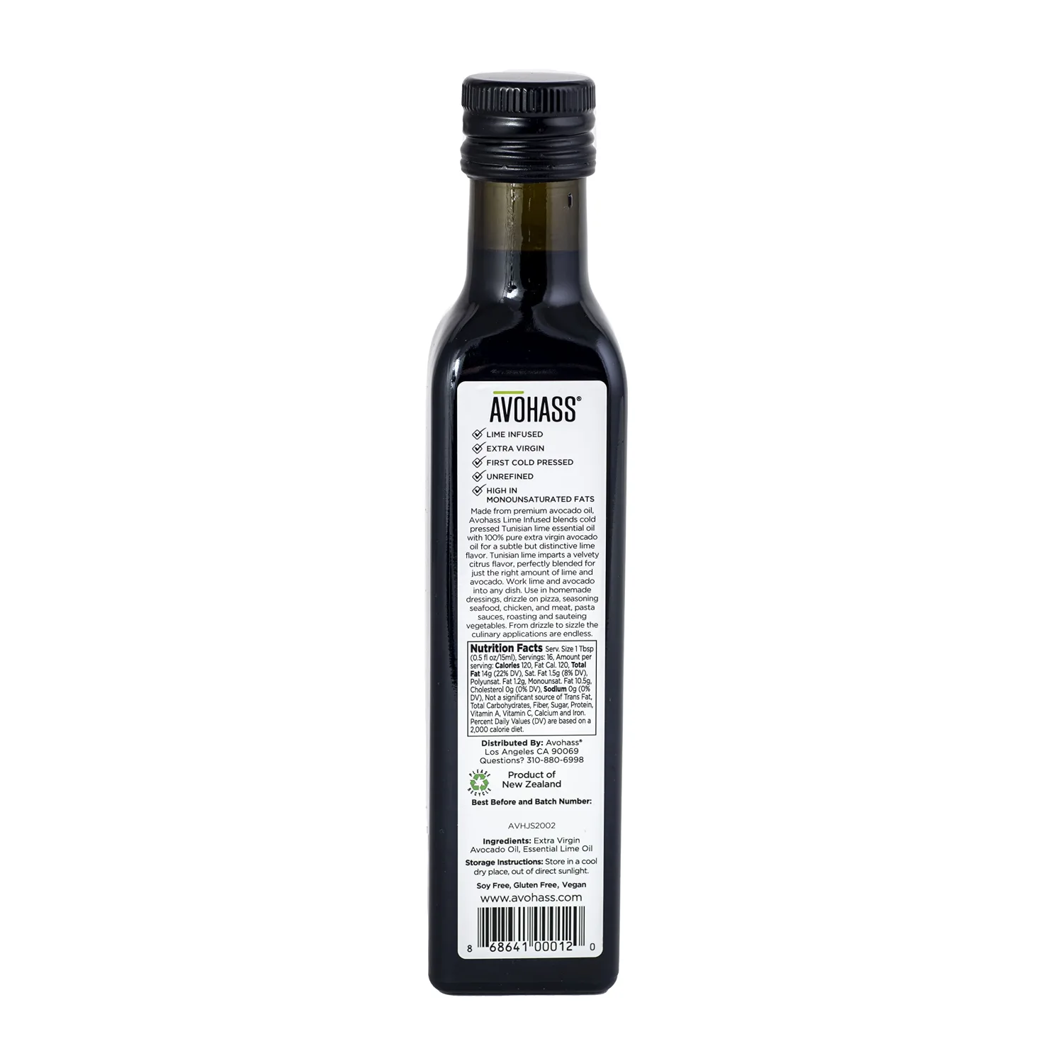 Avohass New Zealand Lime Extra Virgin Avocado Oil 8.5 fl oz Bottle