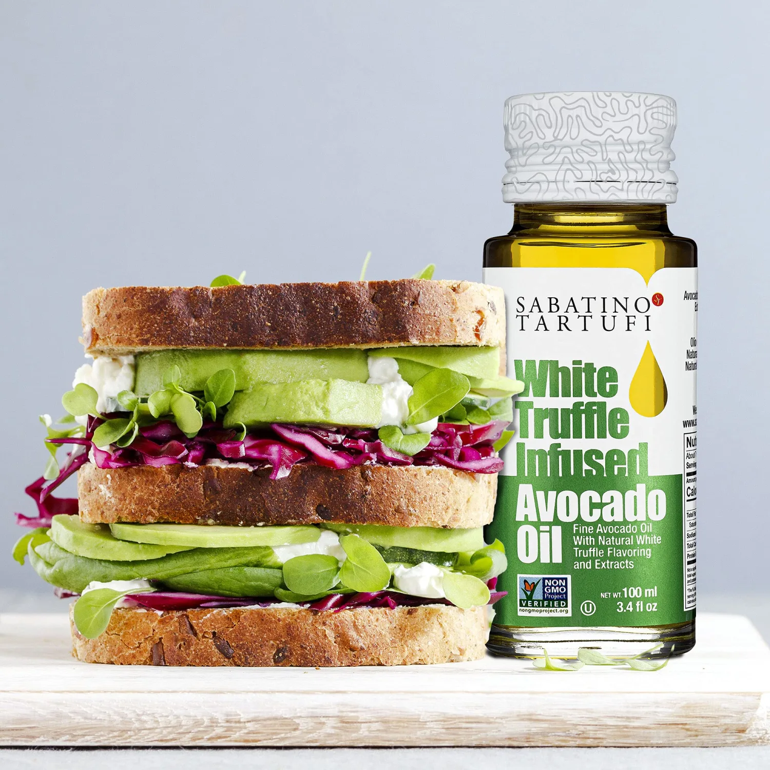 Sabatino Tartufi, White Truffle Avocado Oil, The Worlds First White Truffle Infused Avocado Oil, Gourmet Truffle Oil Made With White Truffles, Vegan, Keto, Gluten Free, Kosher, All Natural, 3.4oz