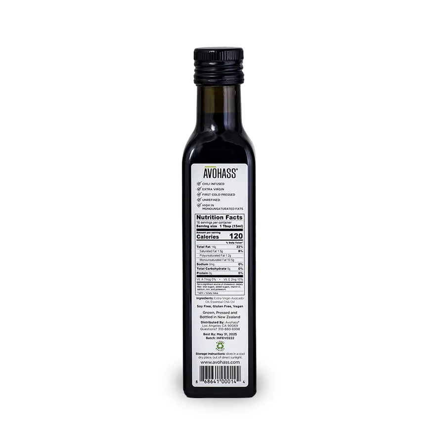 Avohass New Zealand Chili Extra Virgin Avocado Oil 8.5 fl oz Bottle