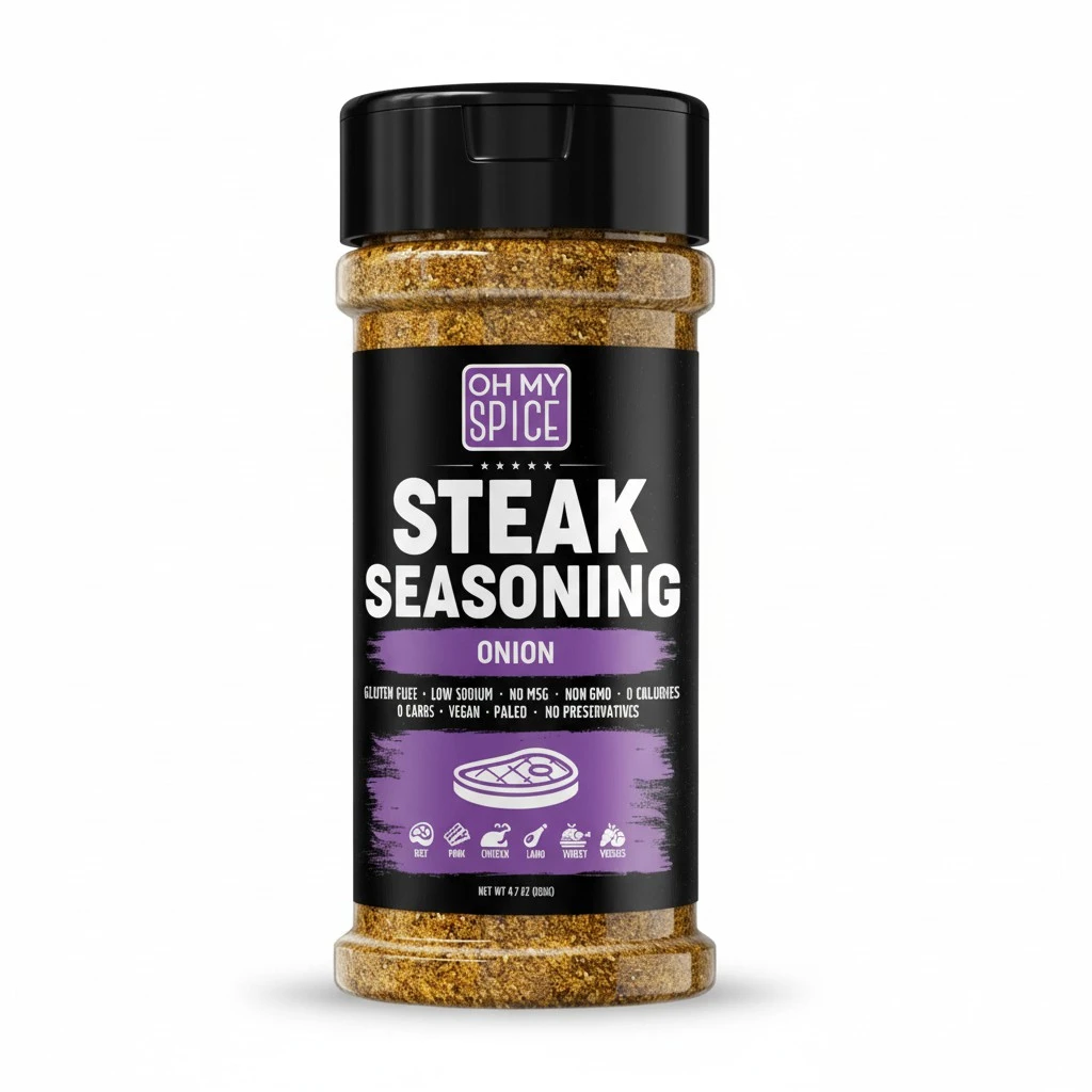 Steak Seasoning Onion Powder Seasoning Mix - Gluten Free & Low Sodium Meat Seasonings for Beef, Ribeye, Tomahawk & New York Strip. Steaks Seasonings for Grilling. Steak Rub. Steaks Salt Blend. 4.7oz