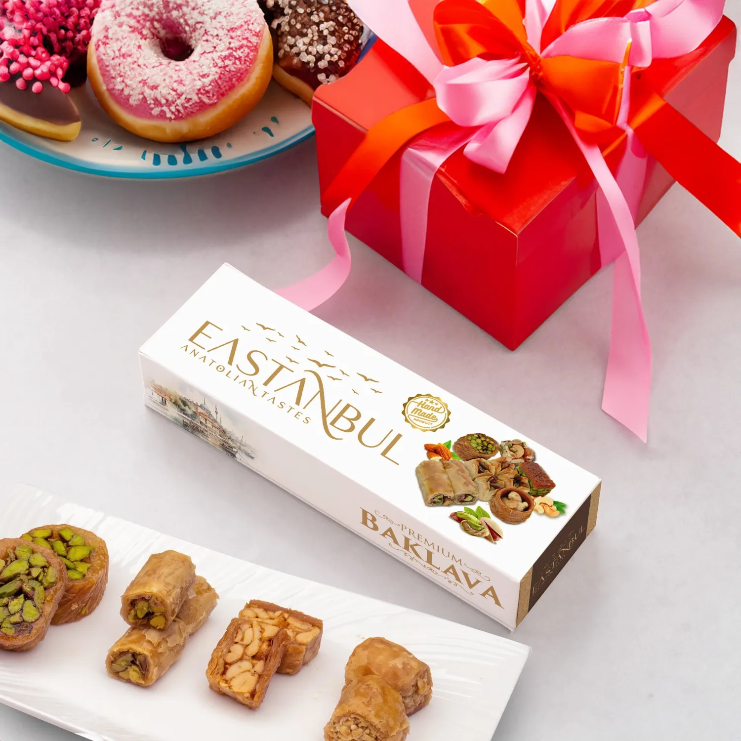 Eastanbul Baklava, 3.5oz, Baklava Pastry, Pistachio Gift Box, Middle Eastern Sweets, Premium Gourmet Desserts, Pistachio & Cashew Rich Pastry, Dulces Arabes, Arabic Sweets, Turkish Gifts
