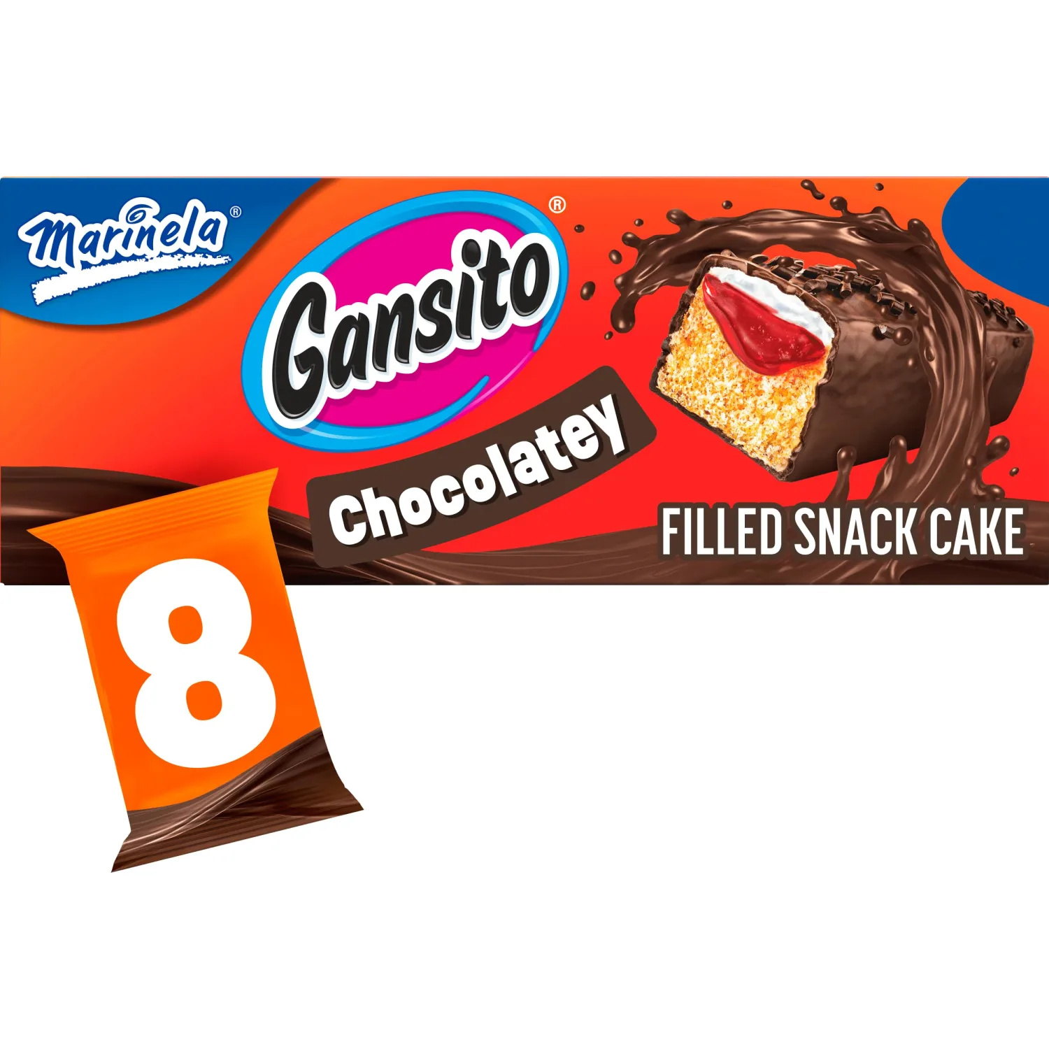 Marinela Gansito Strawberry and Crème Filled Snack Cakes | 1 pack (8 count)