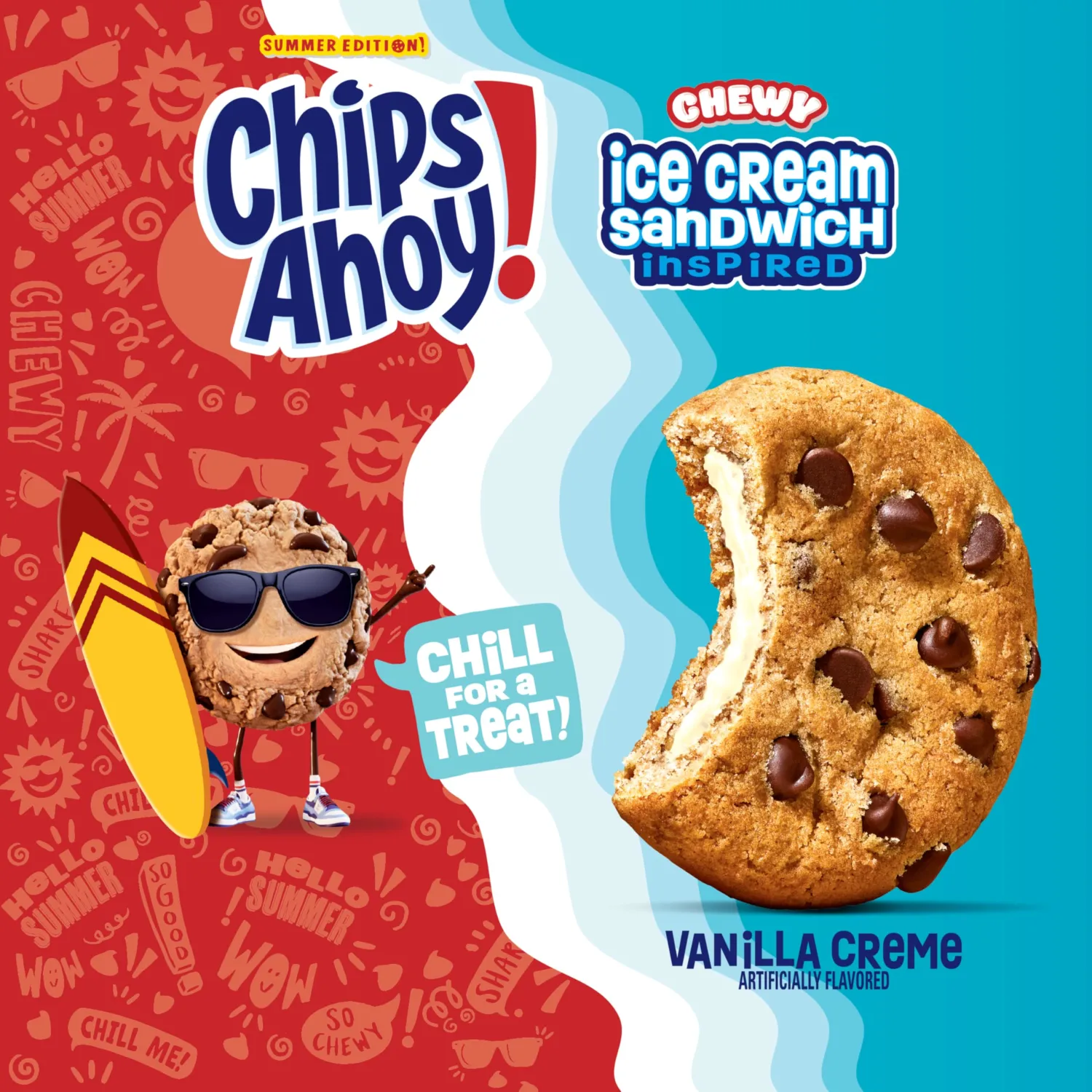 CHIPS AHOY! Chewy Ice Cream Sandwich-Inspired Chocolate Chip Cookies, Limited Edition, 9.9 oz