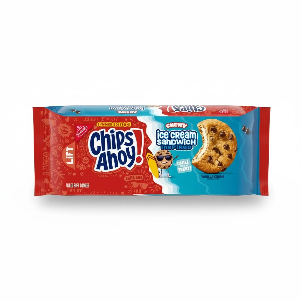 CHIPS AHOY! Chewy Ice Cream Sandwich-Inspired Chocolate Chip Cookies, Limited Edition, 9.9 oz