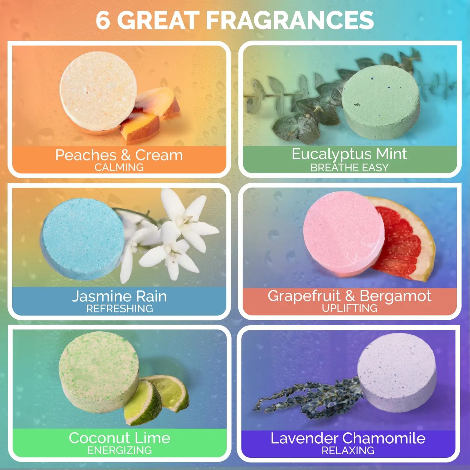 Shower Steamers, Aromatherapy Shower Bombs Variety 6 Pack, Mother's Day Gift for Adults and Teens, All Natural, Made in USA