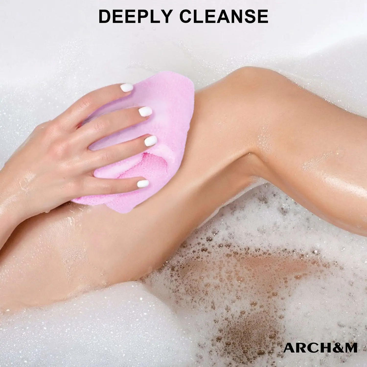 ARCH&M Exfoliating Washcloth Body Scrubber Back Scrubber for Shower Japanese Beauty Washcloth Bath Wash Cloth Korean Exfoliation Luffah Towel Net Sponge Loofah Body Scrub 3 Pack (Pink x 3)