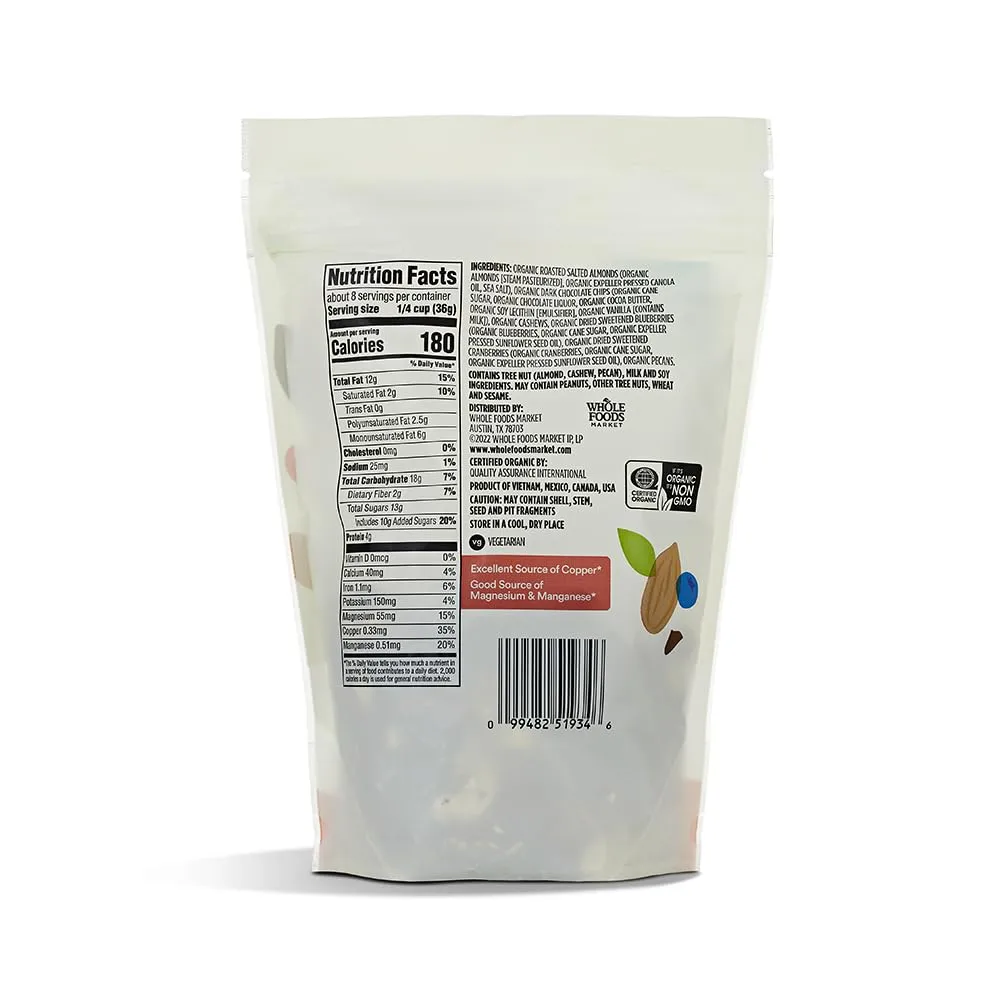 365 by Whole Foods Market Organic Dark Chocolate Nuts & Berries Trail Mix, 10 OZ