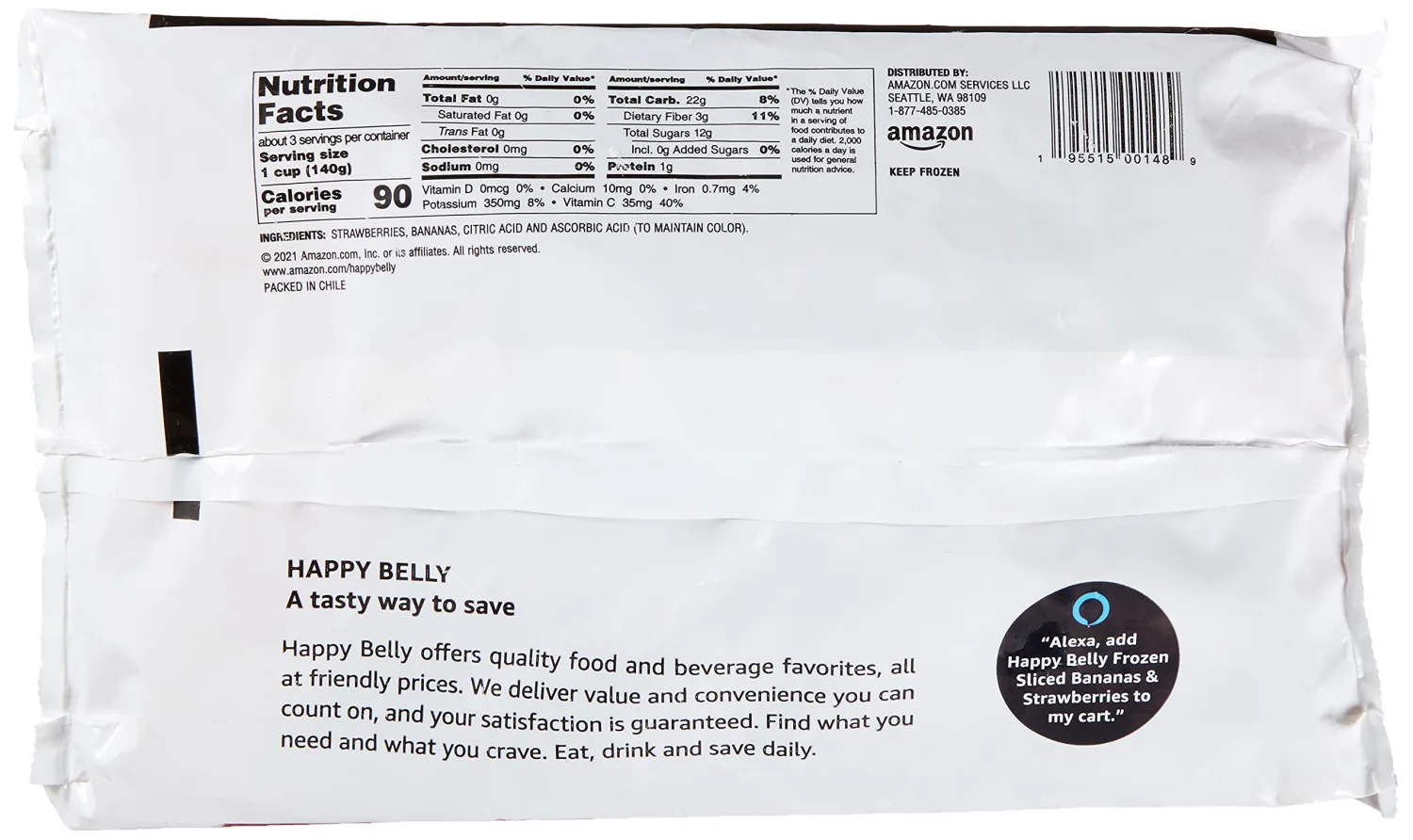 Amazon Brand - Happy Belly Sliced, Strawberry & Banana Mix, 16 oz