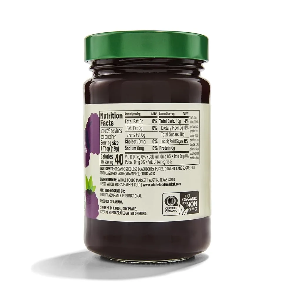 365 by Whole Foods Market, Fruit Spread Blackberry Organic, 17 Ounce (Pack of 2)
