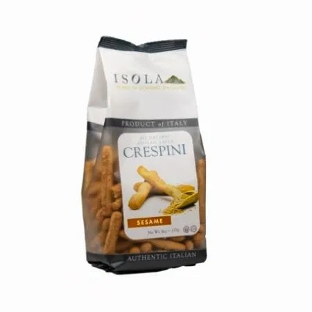 Isola Crespini with Sesame – 7 oz Bag – Artisan Italian Crisp Breads – Baked with Whole Wheat Flour, Olive Oil & Sesame – Perfect for Cheese Boards, Antipasti, Dips & Gourmet Pairings