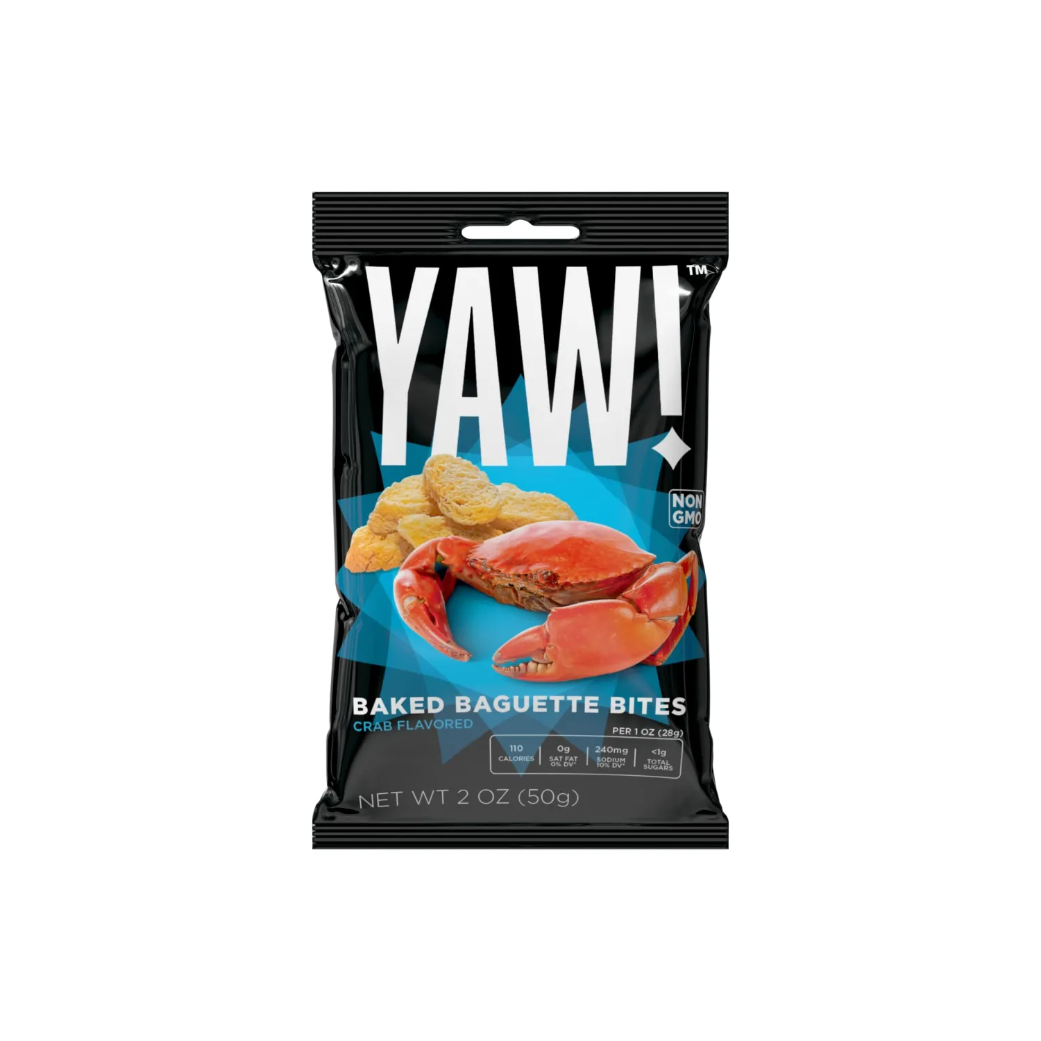 YAW! Baked Baguette Bites, Crab, Non-GMO Ingredients, Crunchy Snack (6oz, crab) 3 Pack