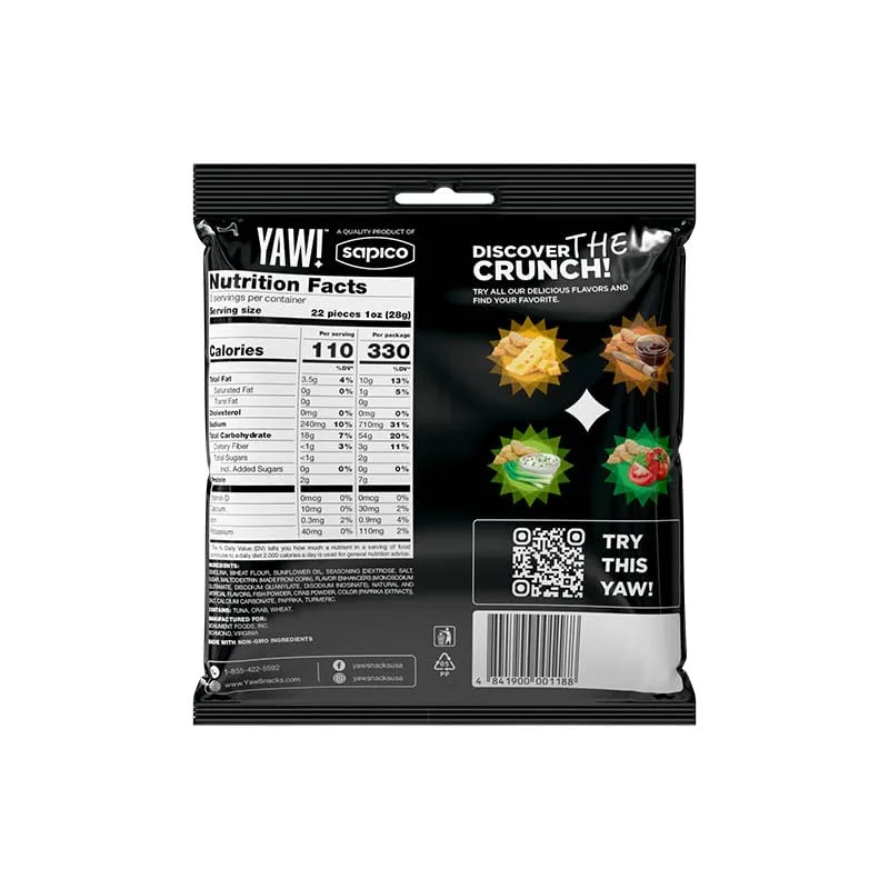 YAW! Baked Baguette Bites, Crab Flavored, Non-GMO Ingredients, Crunchy Snack 3 Pack (9oz, crab)