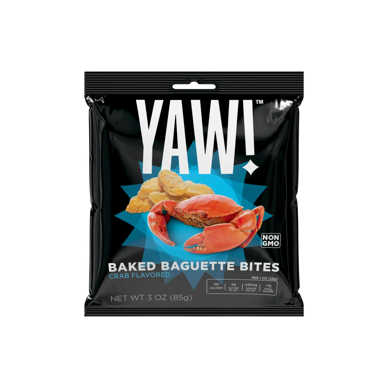 YAW! Baked Baguette Bites, Crab Flavored, Non-GMO Ingredients, Crunchy Snack 3 Pack (9oz, crab)