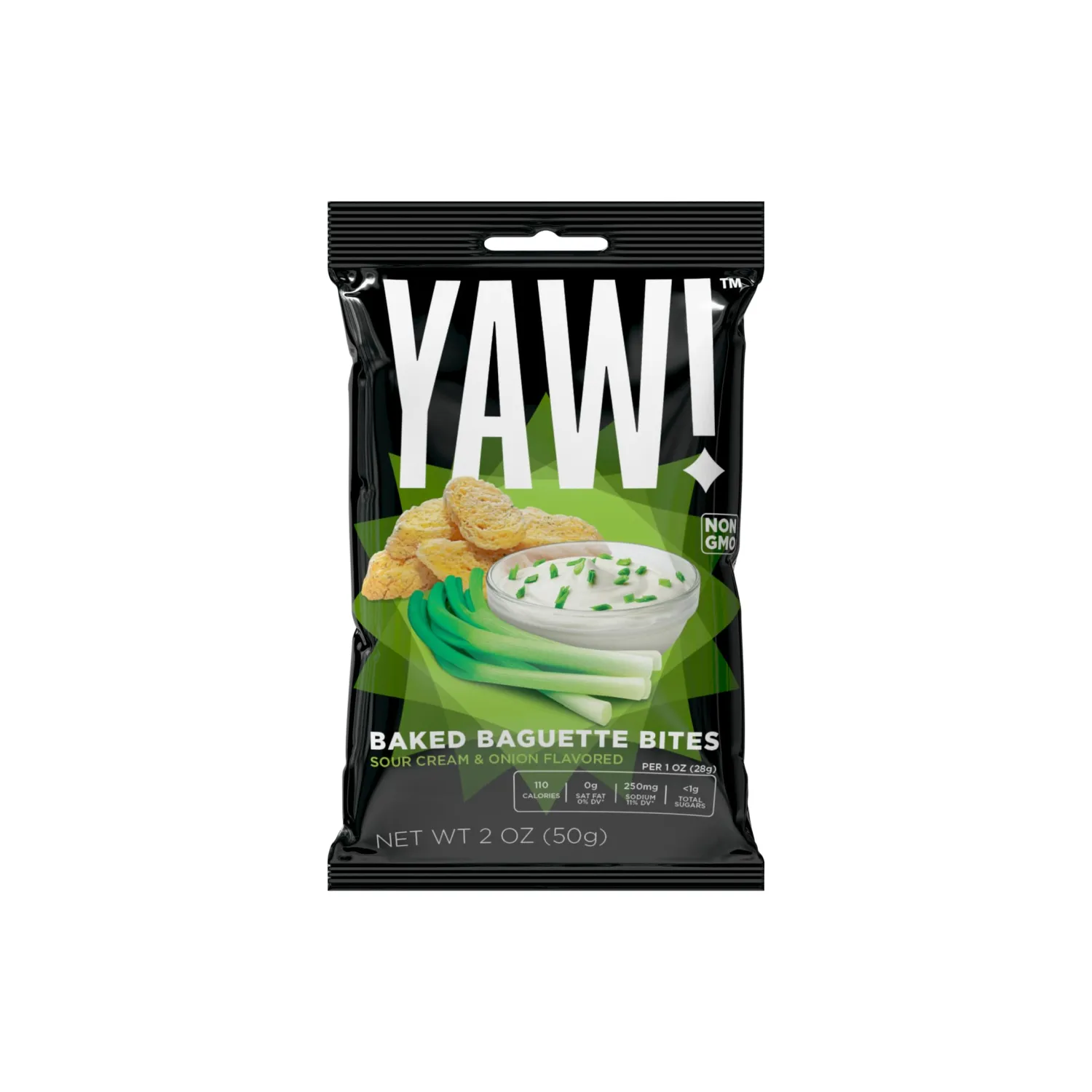 YAW! Baked Baguette Bites, Sour Cream & Onion Flavor, Non-GMO Ingredients, Crunchy Snack 3 pack (6oz, Sour-Cream-And-Onion)