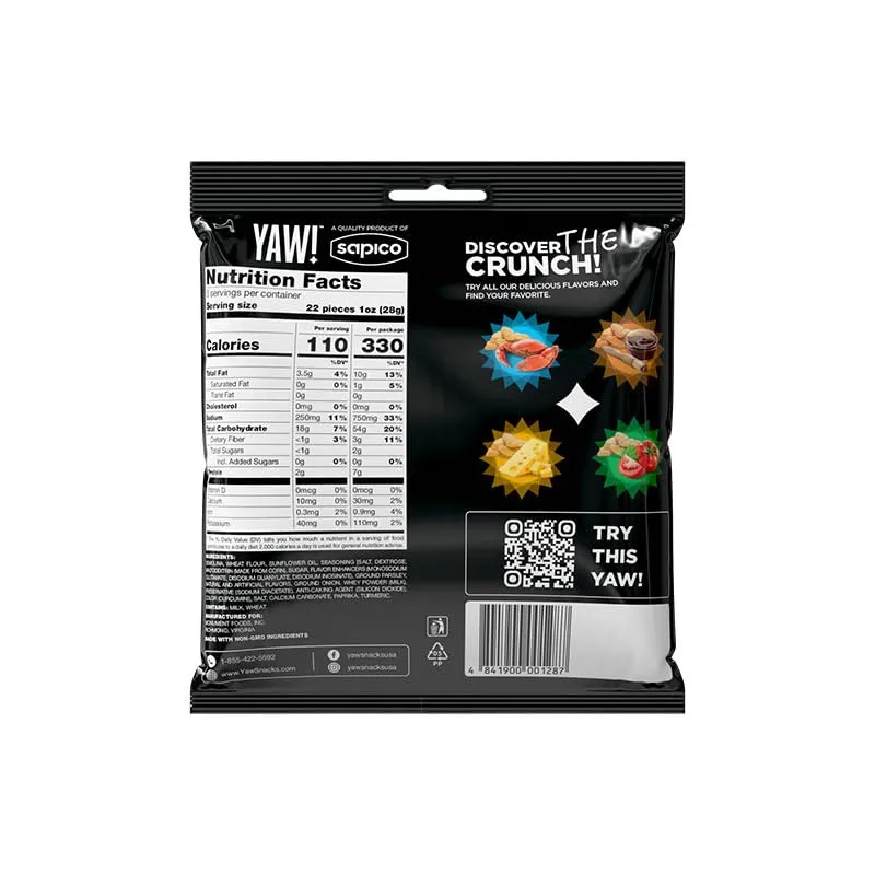 YAW! Baked Baguette Bites, Sour Cream & Onion Flavor, Non-GMO Ingredients, Crunchy Snack 3 Pack (9oz, Sour-Cream-And-Onion)