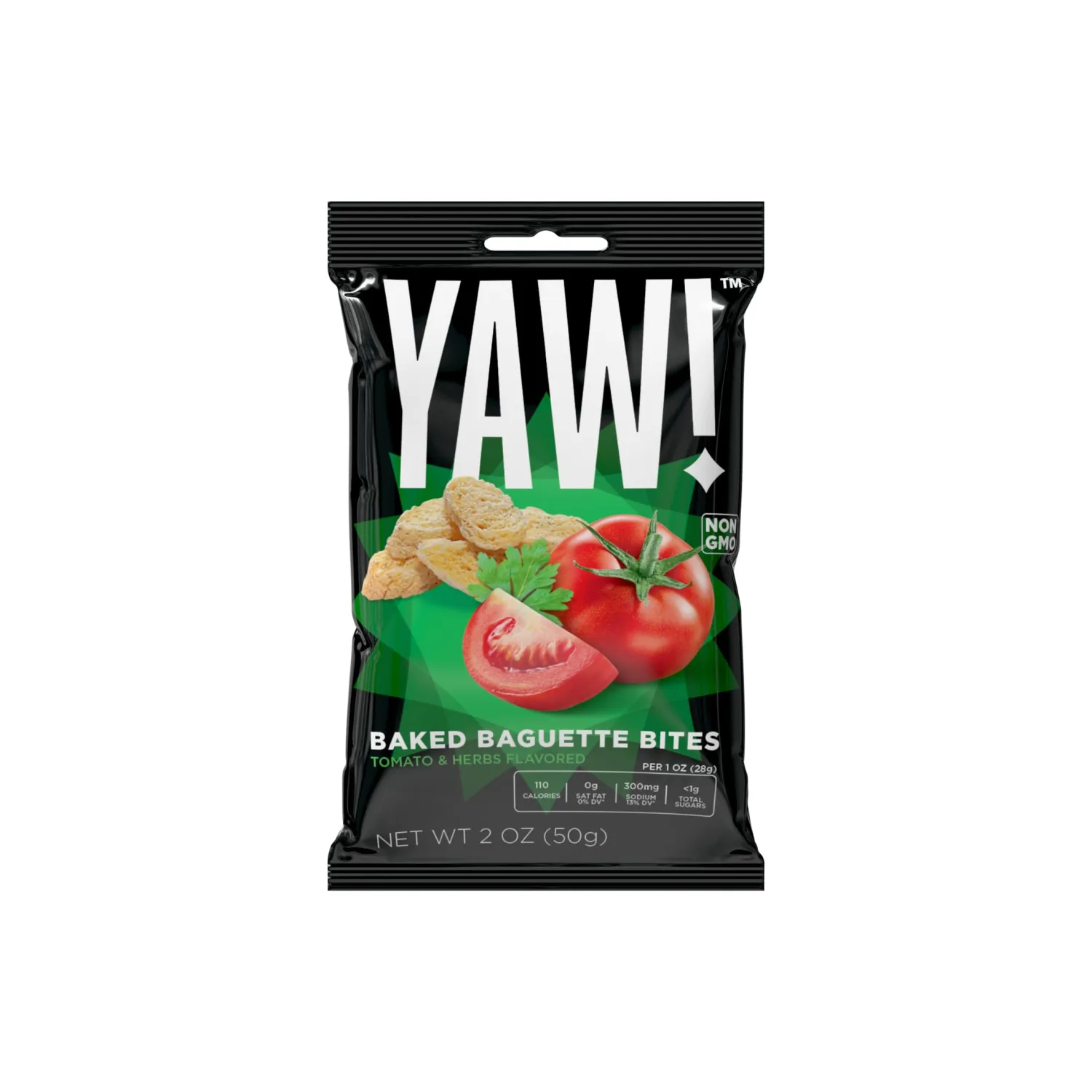 YAW! Baked Baguette Bites, Tomato and Herb Flavor, Non-GMO Ingredients, Crunchy Snack 3 Pack (6oz, tomato and herb)