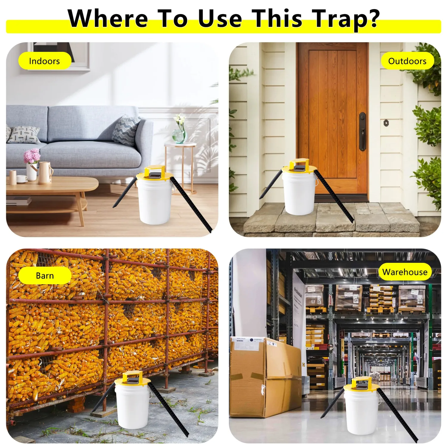 1pc Double-end Mouse Trap Bucket Flip Lid - Multi-Catch, Auto-Reset, Humane or Lethal Rat Trap - Mouse Traps Indoor for Home - ABS Material - 5 Gallon Bucket Compatible