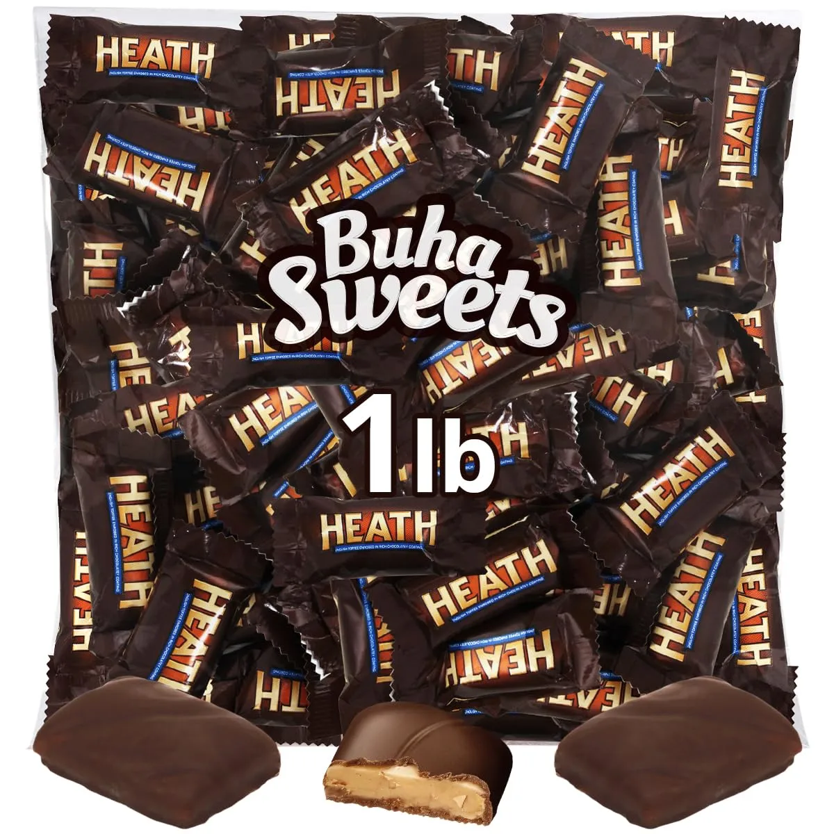 Heath Bars Chocolate Candy, English Toffee Candy, Perfect Mini Candy Bars for Parties Birthdays, and Everyday Snacking, Ideal Halloween Candy for Sharing or Enjoying on Any Occasion (1 Pound)