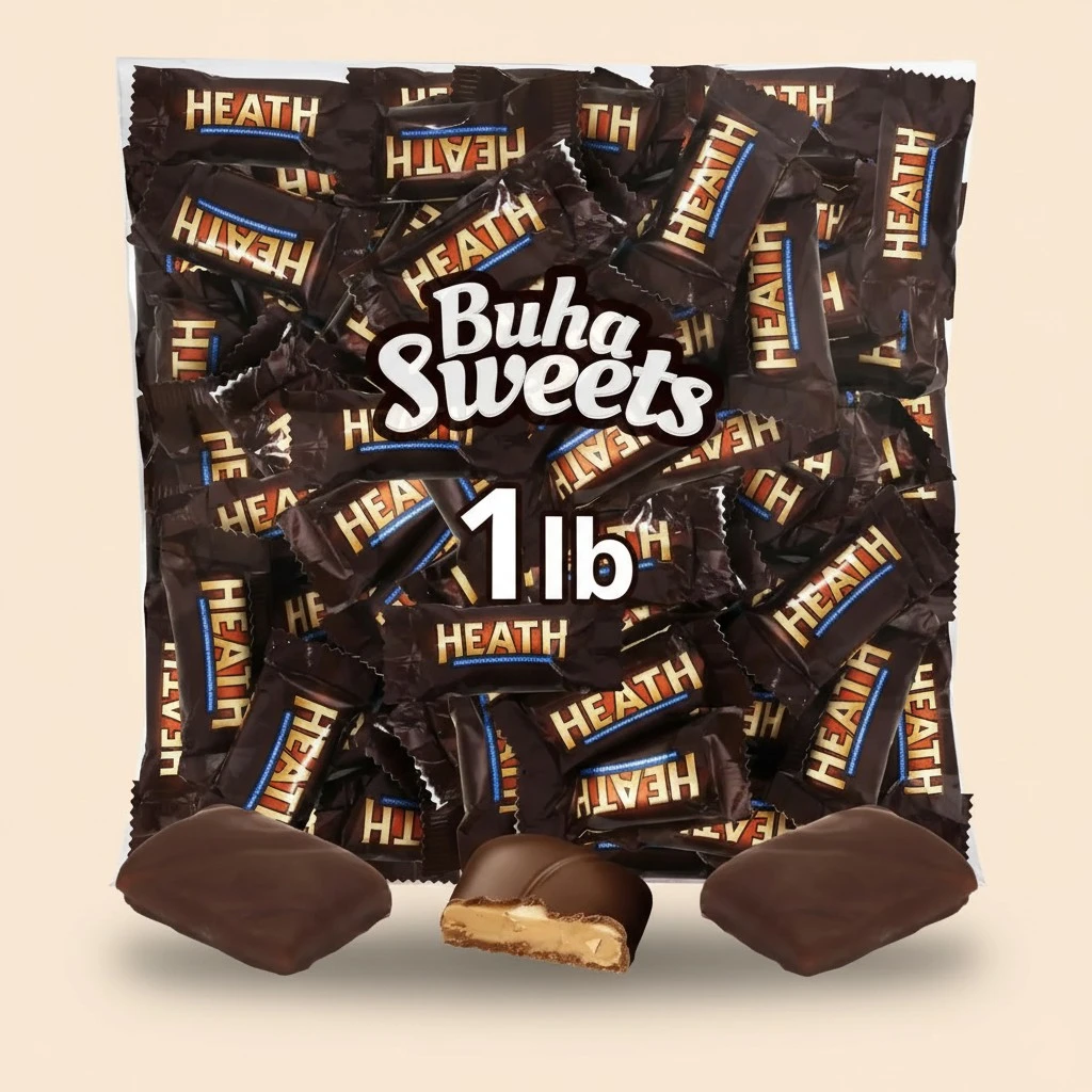 Heath Bars Chocolate Candy, English Toffee Candy, Perfect Mini Candy Bars for Parties Birthdays, and Everyday Snacking, Ideal Halloween Candy for Sharing or Enjoying on Any Occasion (1 Pound)