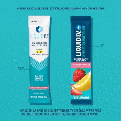 Liquid I.V.® Hydration Multiplier - Strawberry Lemonade | Electrolyte Powder Drink Mix | 1 Pack (16 Servings)