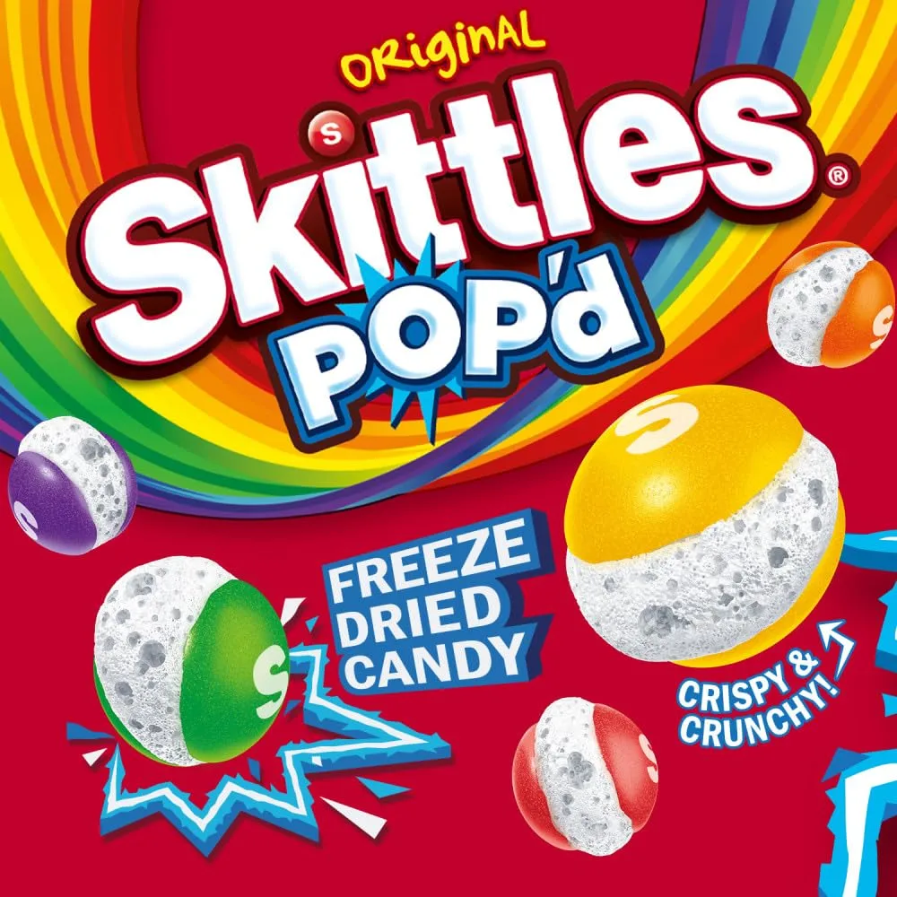 SKITTLES POP'd Originals Freeze Dried Candy, 5.5 Oz Resealable Candy Bag