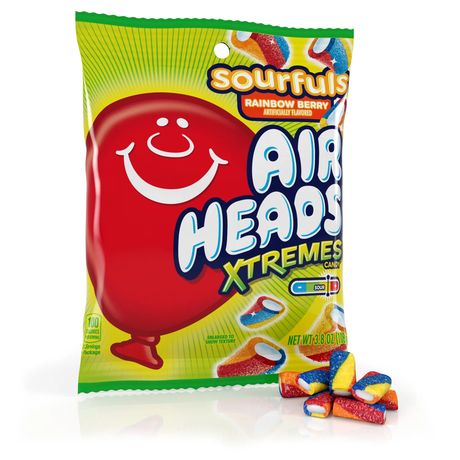 Airheads Xtremes Sourfuls, Sweetly Sour Candy, Rainbow Berry, Individually Wrapped Bulk Candy for Adults & Kids, Party, Concessions, Non-Melting, 3.8 oz
