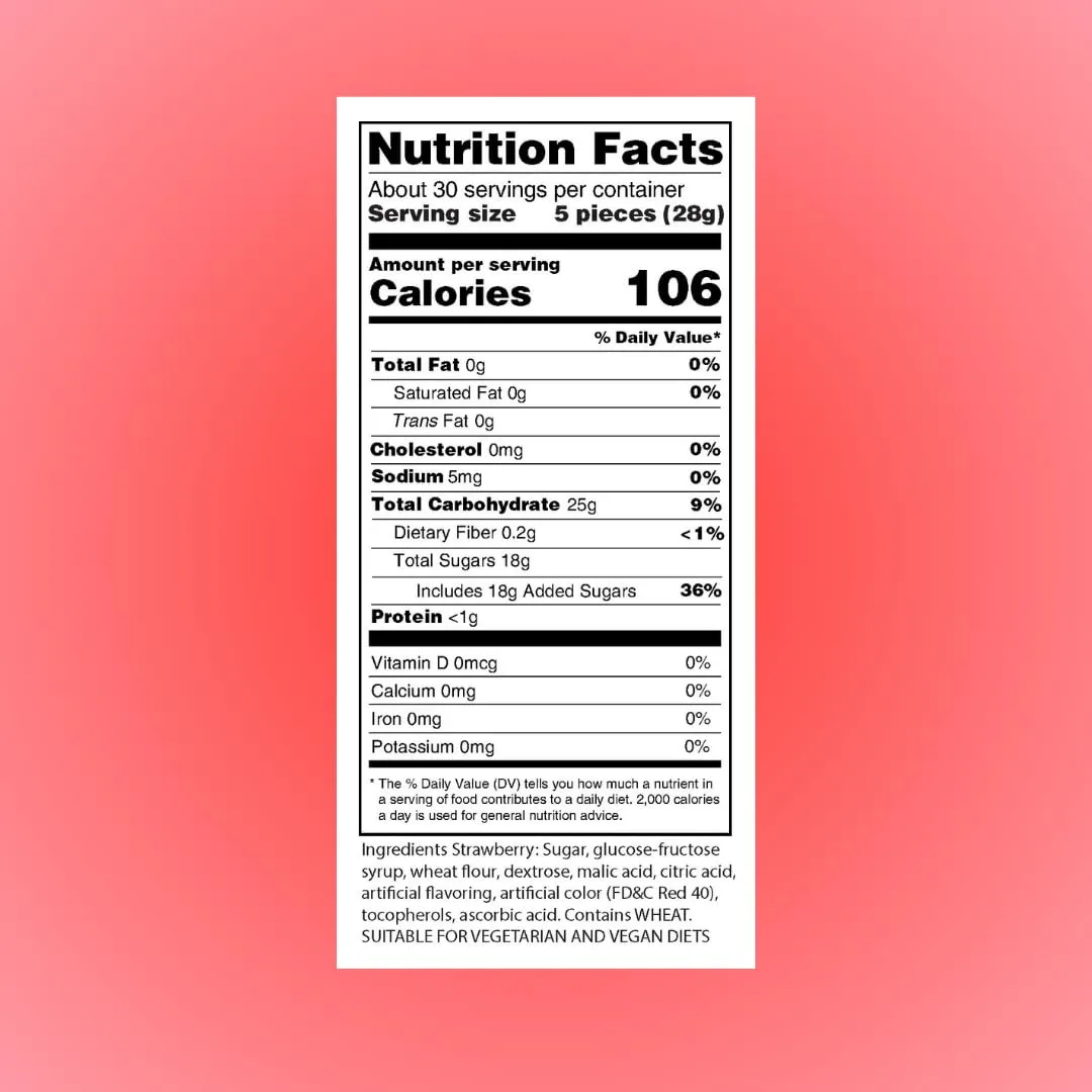 Sour Power Premium Candy Straws, Strawberry, 1.75 oz (Pack of 6)