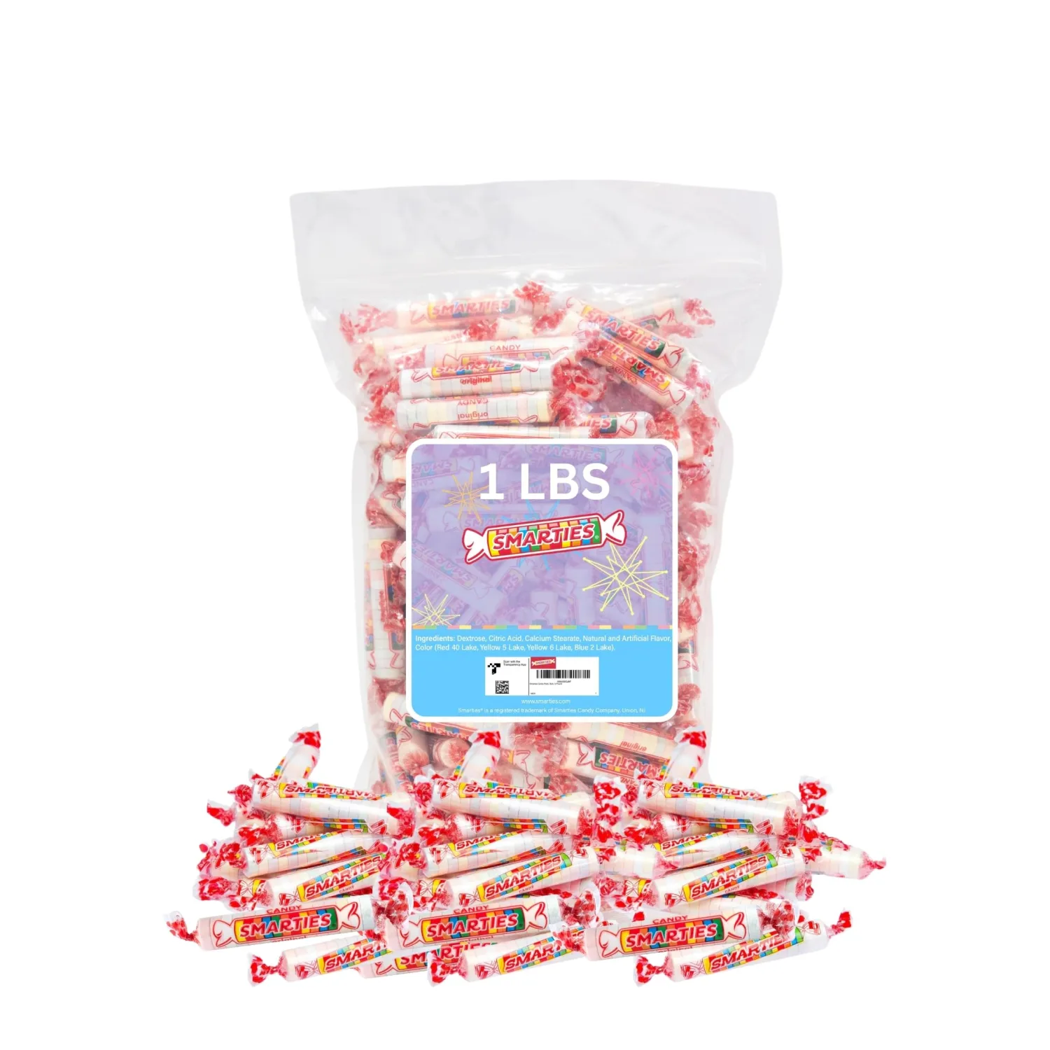 Smarties Candy Bulk Rolls Gluten Free & Vegan Assorted Flavor Treats Pineapple Cherry Strawberry Grape Orange Delicious Snacking Bulk Candy Individually Wrapped Halloween Delights 1 Pound Bulk Case