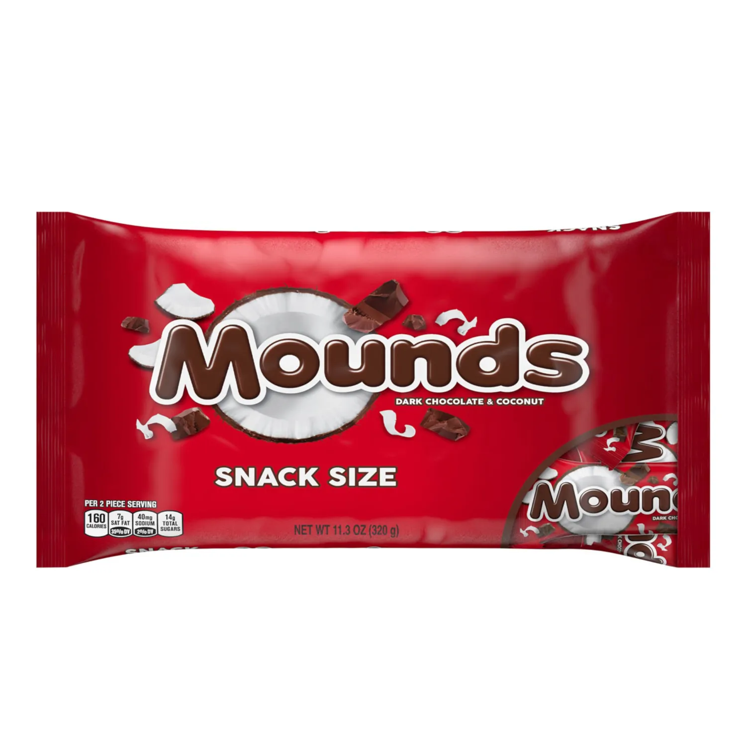 MOUNDS Dark Chocolate and Coconut Snack Size, Candy Bag, 11.3 oz