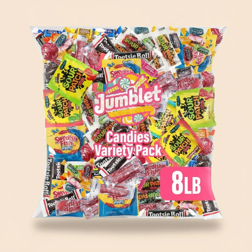 Bulk Candy Mix Variety Pack - Individually Wrapped Assorted Sweets for Party Favors, Candy Buffets, Goodie Bags, Gifting, and Office Treats (8Lb Bag)