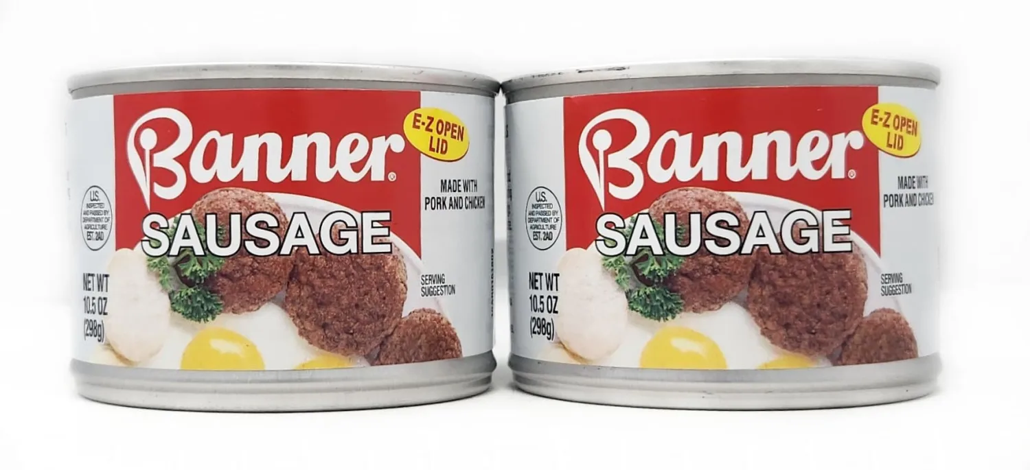 2 Pack of Canned Banner Sausage 10oz EZ open Lid