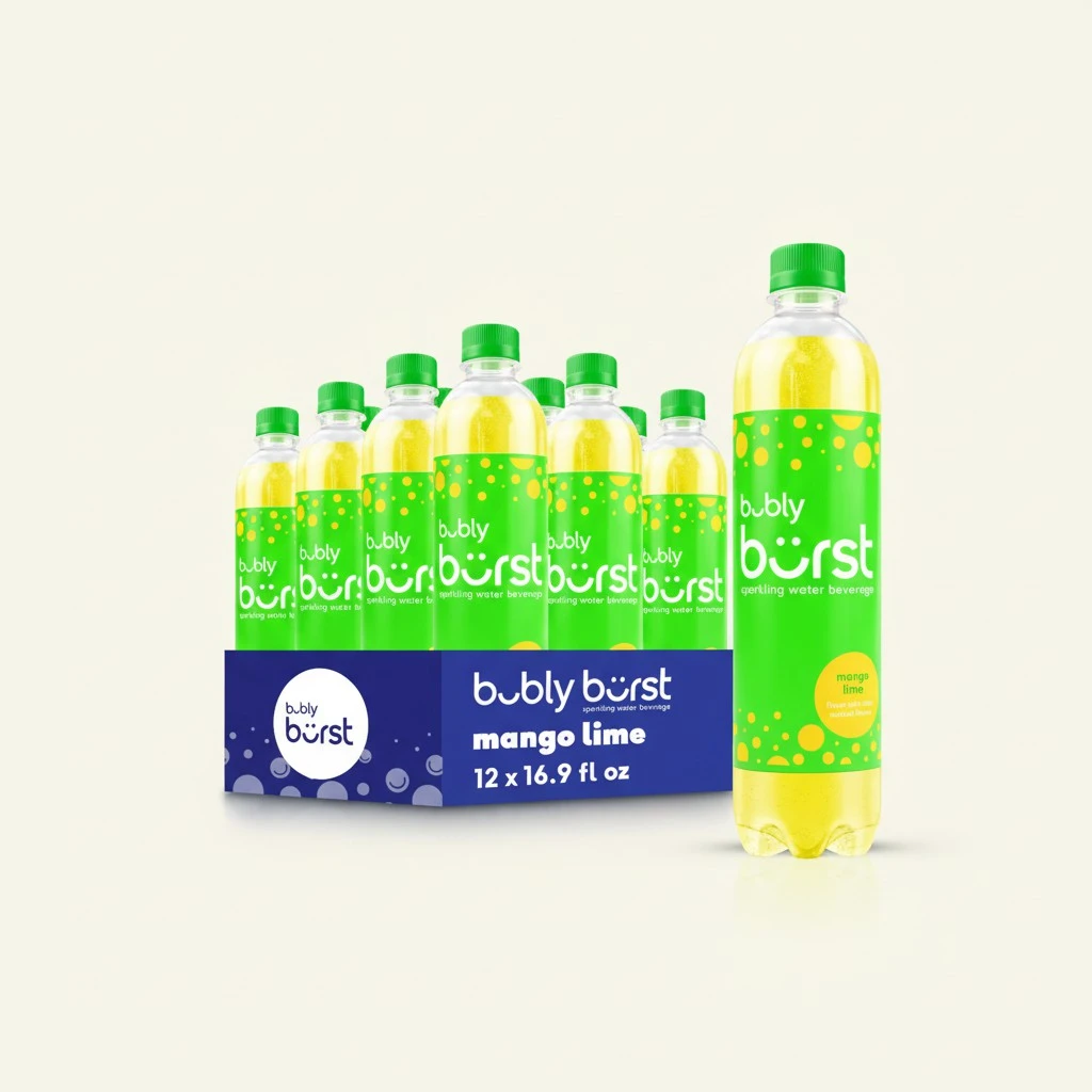 bubly burst, Mango Lime, 16.9 Fl Oz Bottles (Pack of 12)