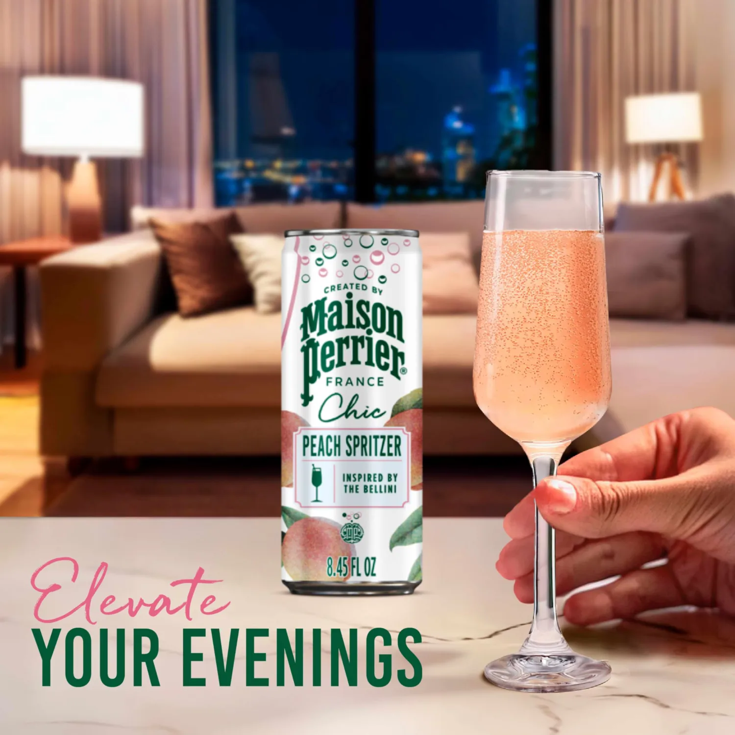 Maison Perrier Chic Variety Pack Flavored Sparkling Beverage, Low Calorie, Mocktails, 12-Pack