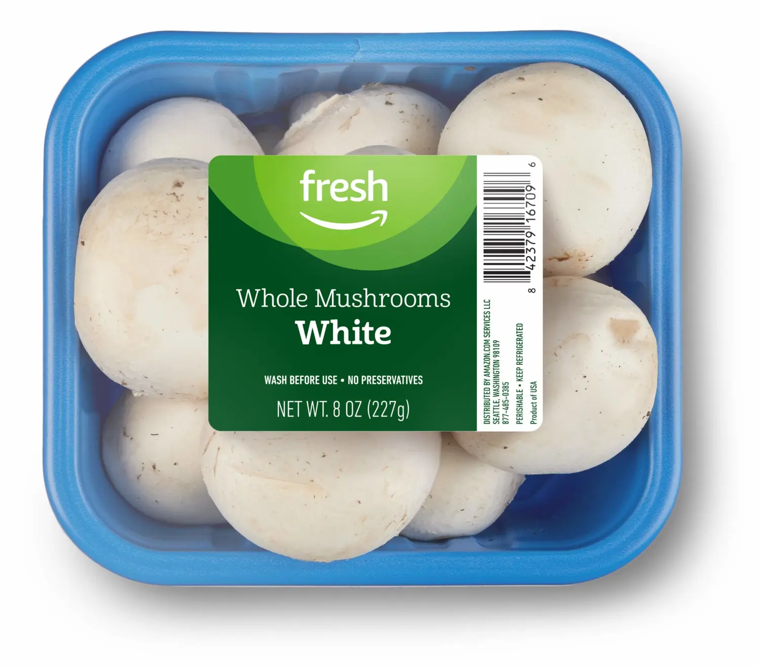 Amazon Fresh Brand, Whole White Mushrooms, 8 Oz