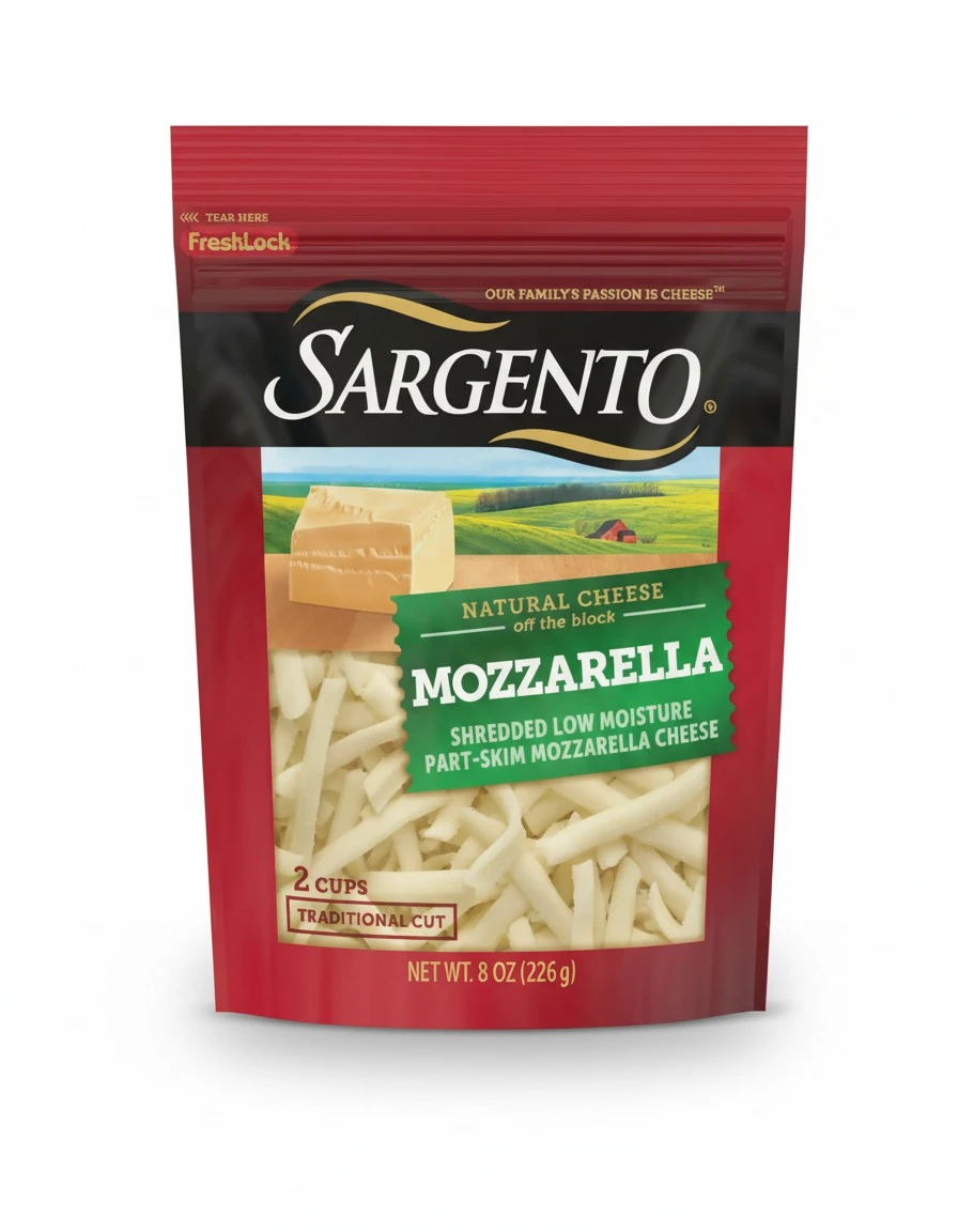 Sargento Natural Mozzarella Shredded Cheese, Traditional Cut, 8 oz.