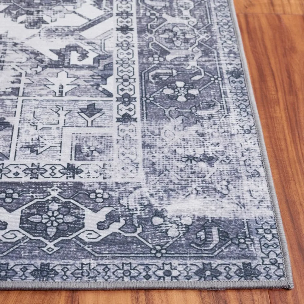 SAFAVIEH Washable Rug Tucson Collection - 2'6" x 8' Runner, Grey, Slip Resistant, Ideal for High Traffic Areas in Living Room, Hallway, Foyer, Kitchen, Bedroom (TSN102J-28)