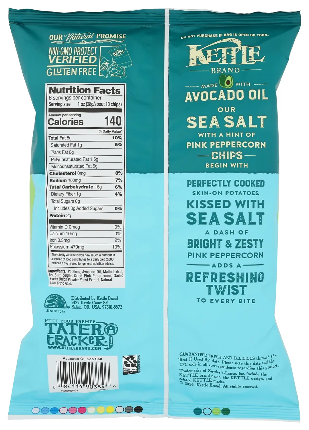 KETTLE FOODS Peppercorn Sea Salt Potato Chips, 6 OZ