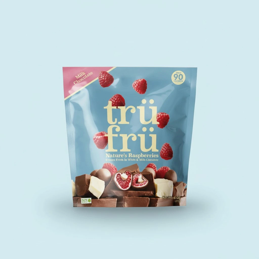 Tru Fru Nature's Raspberries Hyper-Chilled In White & Milk Chocolate, 8 Ounce Bag