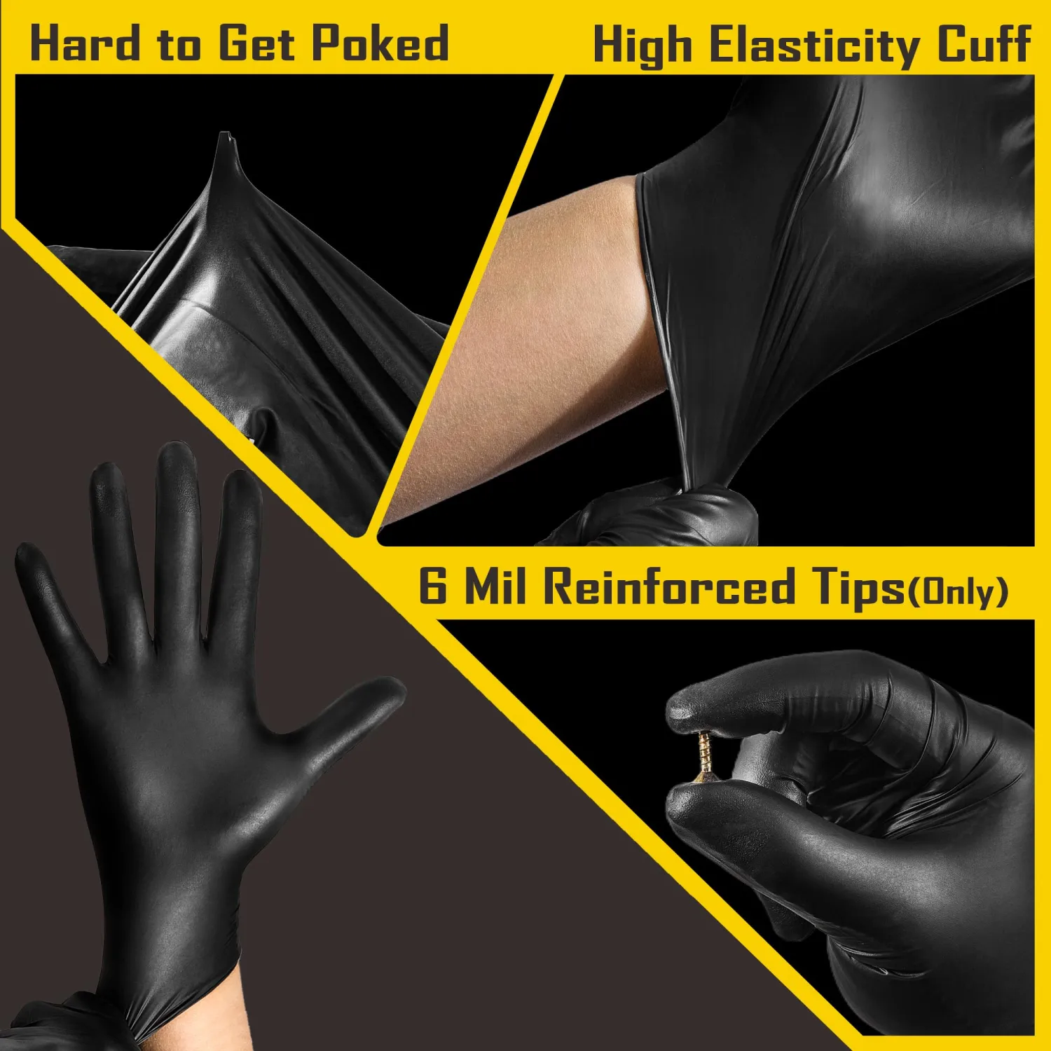 COOLJOB 5 Mil Black Disposable Nitrile Gloves for Men, Heavy-Duty for Household Cleaning, Cooking, Working, Powder Free, S-XL